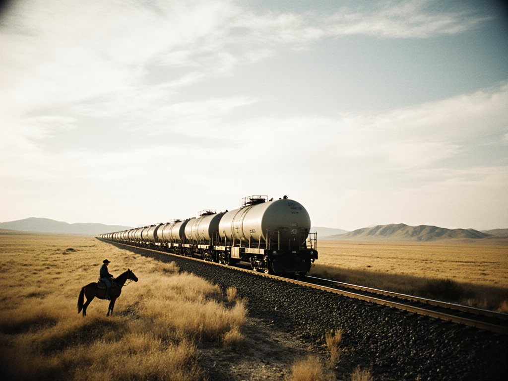 A train of tank cars on the Chu line
